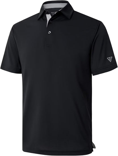 HOTMens Golf Shirt Short and Long Sleeve Moisture Wicking Dry Fit Performance Solid Casual Pique Golf Polo Shirts for Men