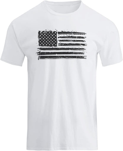 HOTH HYFOL Men's Graphic T-Shirts USA Flag Cotton Short Sleeve American Patriotic Crewneck Casual Regular Tee Shirts