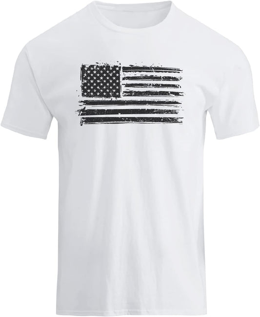 HOTH HYFOL Men's Graphic T-Shirts USA Flag Cotton Short Sleeve American Patriotic Crewneck Casual Regular Tee Shirts