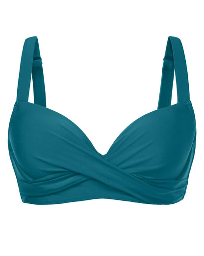 HOTWomen Underwire Bikini Top - Bra Padded Push Up Swimsuit Top | Twist Front Design, Wide Adjustable Straps,Unremovable Cups for Fixed Lift,Full Lining,3-gear Adjustable Hook Closure