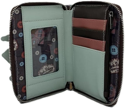 HOTLoungefly Coraline Garden Party Zip-Around Wallet – Officially Licensed, Faux Leather, Embroidered Details, Multiple Card Slots