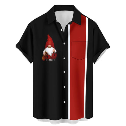 HOTwihnsinop Mens Funky Hawaiian Bowling Shirts Holiday Theme Shirt Button Down Shirts Big and Tall