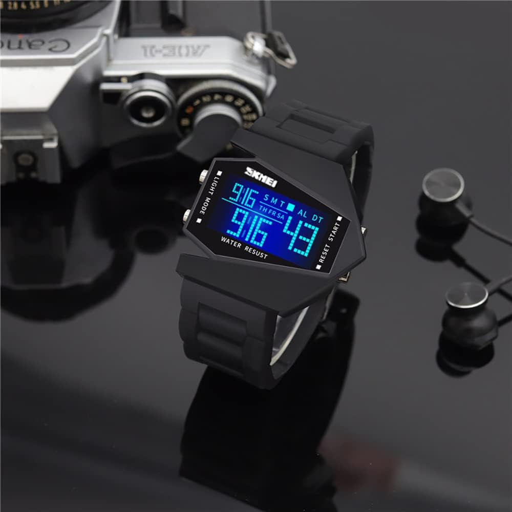 HOTGosasa Men Sports Military Watches Digital Airplane Shaped LED Light Waterproof Watches