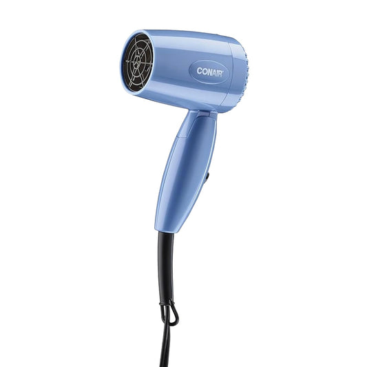 HOTConair Dual Voltage Hair Dryer, Compact Folding Handle Design, 1600W | Travel blow dryer for on-the-go styling with foldable 0.75-lb design, high-velocity airflow, and various heat/speed settings