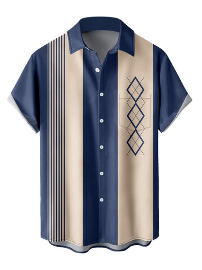 HOTwihnsinop Mens Funky Hawaiian Bowling Shirts Holiday Theme Shirt Button Down Shirts Big and Tall