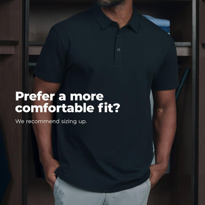 HOTBYLT Men's Drop-Cut Polo – Collared Casual Shirt for Men – Soft Polyester, Cotton, and Spandex Blend – Wrinkle Resistant