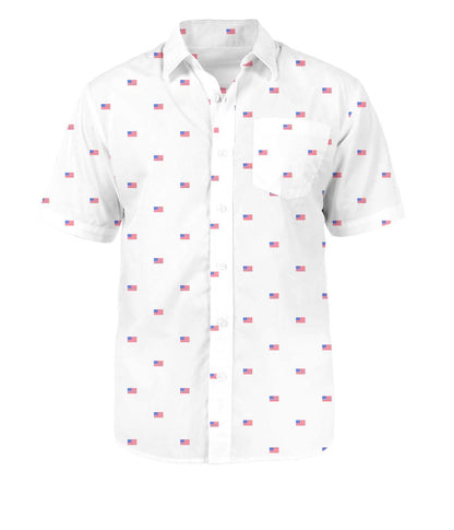 HOTTipsy Elves Patriotic Shirts for Men - USA Short Sleeve Button Up American Flag Shirts for Men for 4th of July
