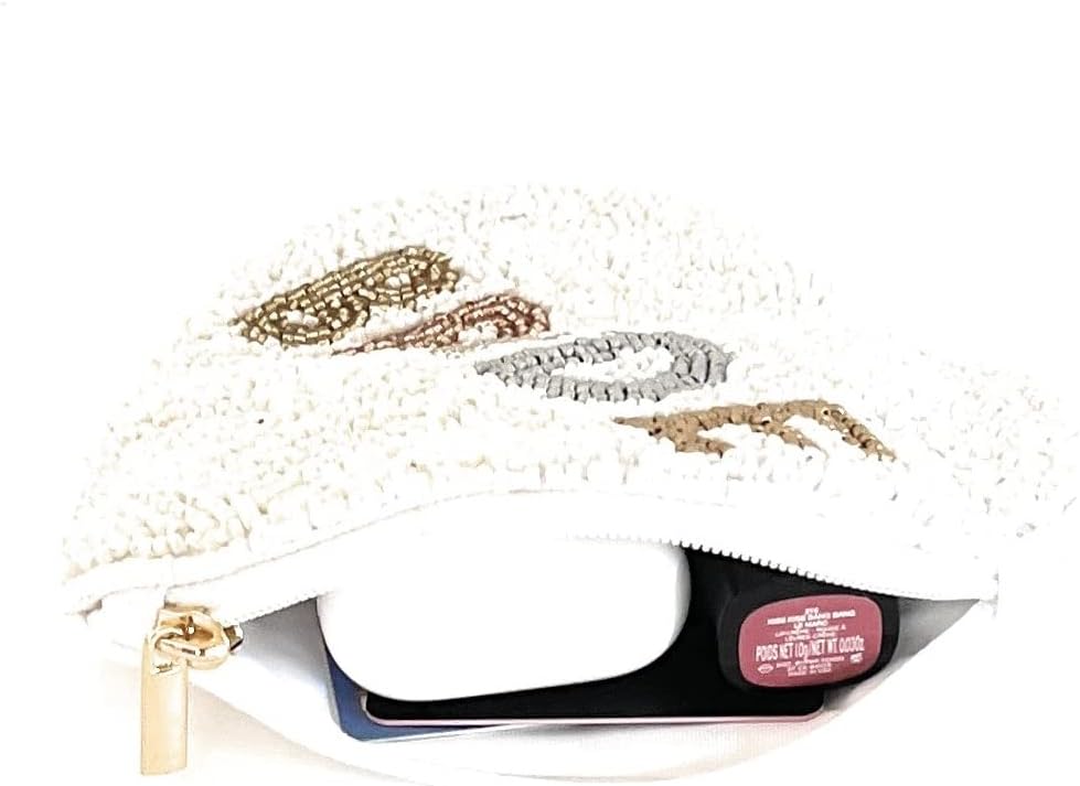 HOTBRIDE Beaded Coin Purse, Bridal Coin Pouch White Beaded Wallet, Bridal Gifts, Heart Shaped Pouch
