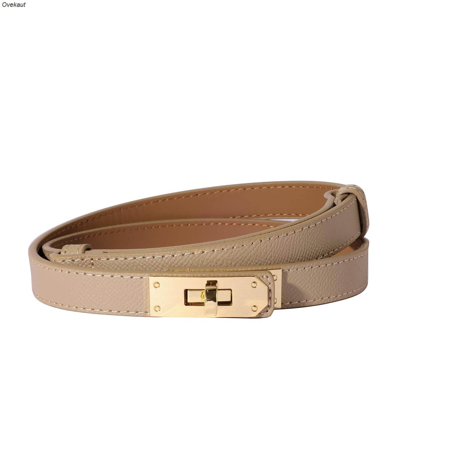 HOTOvekaut Women Skinny Leather Belt Solid Color Alloy Turn Lock Adjustable Waistband for Dresses Jeans Coats