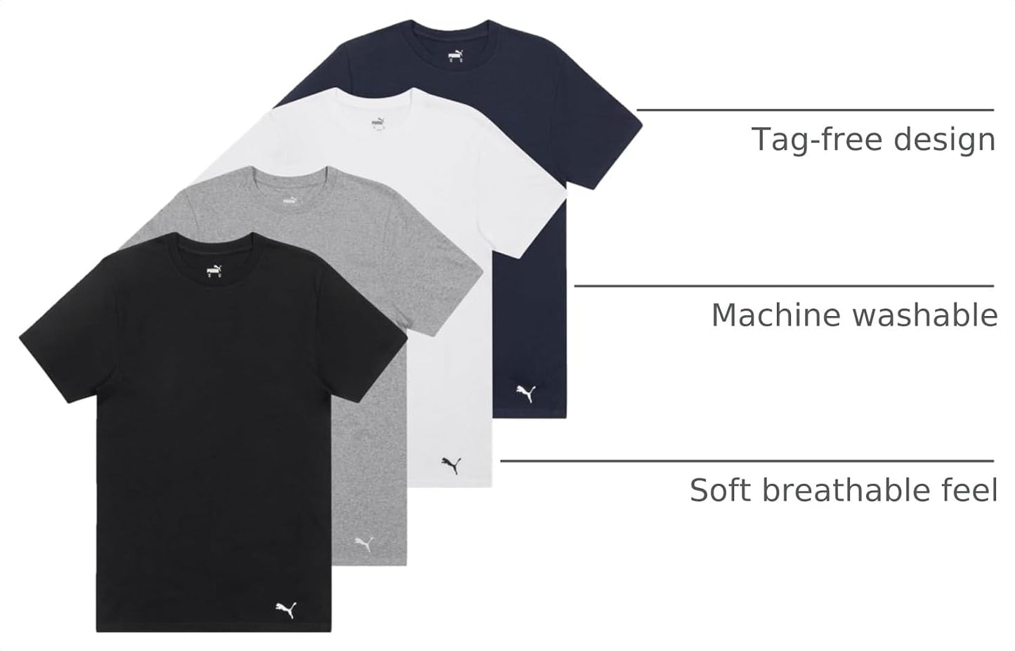 HOTPuma Men's 4 Pack Cotton Crewneck Short Sleeve T-Shirt