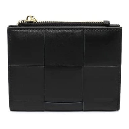 HOTSpacious & Functional Bifold Short Coin Purse Woven Functional Fashion Women Genuine Leather Wallet Female Chic Small Multi Money Billfold Clutch Purse