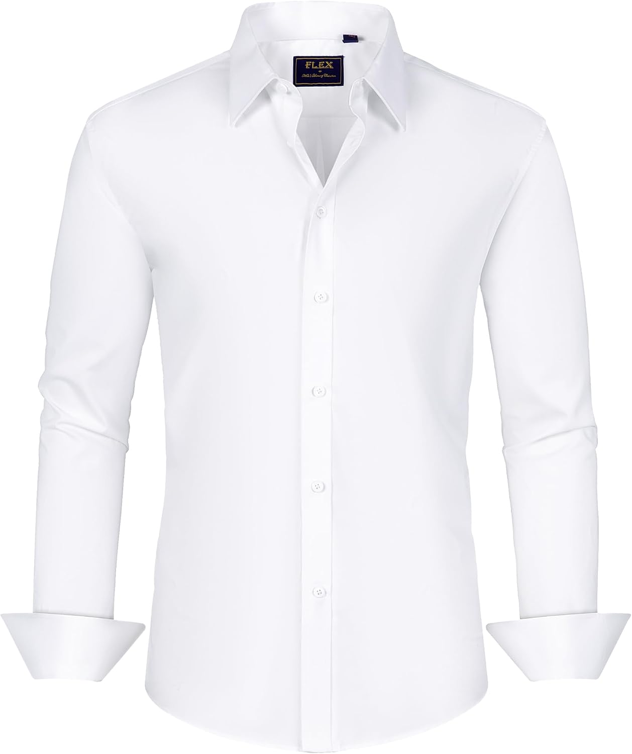HOTJ.VER Men's Dress Shirts Stretch Stain Shield Long Sleeve Solid Formal Shirt Business Casual Button Down Shirts
