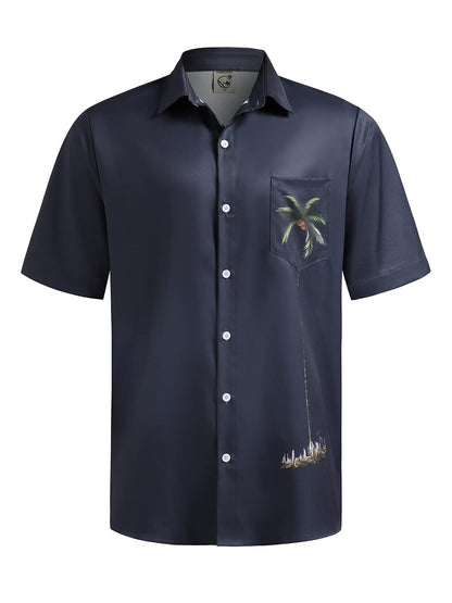 HOTHardaddy Men's Hawaiian Shirt Short Sleeves Coconut Printed Button Down Summer Beach Casual Shirts