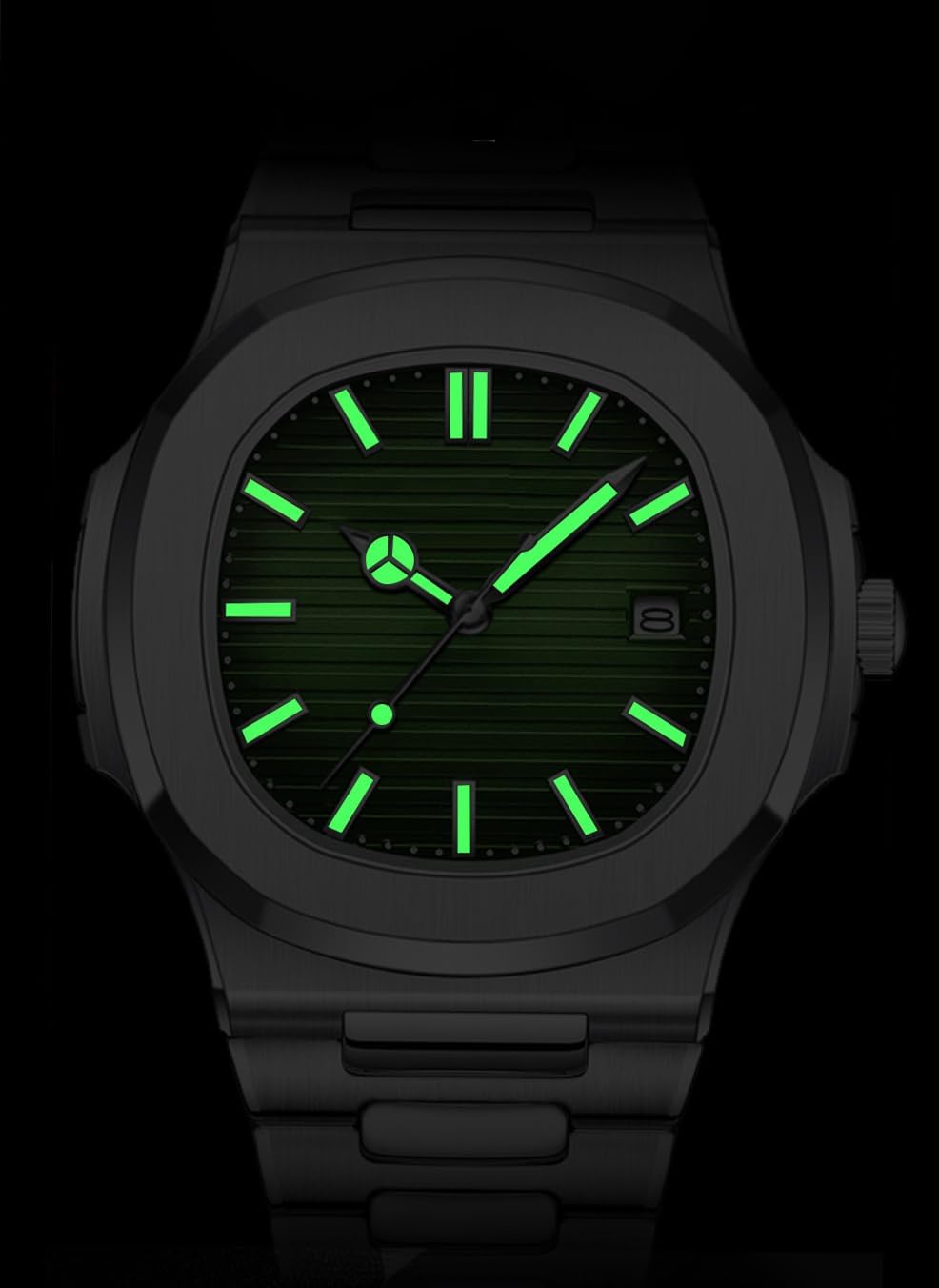 HOTBESTKANG Men Quartz Movement Watch Waterproof Luminous Men's Watch, Stainless Steel Strap Business Watches