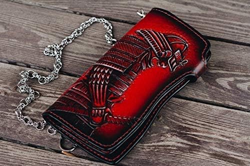 HOTMen's 3D Genuine Leather Wallet, Long wallet, Biker wallet, Hand-Carved, Hand-Painted, Leather Carving, Custom wallet, Personalized wallet, Samurai, Katana, Shogun, Japan Emperor, Skull, Skeleton