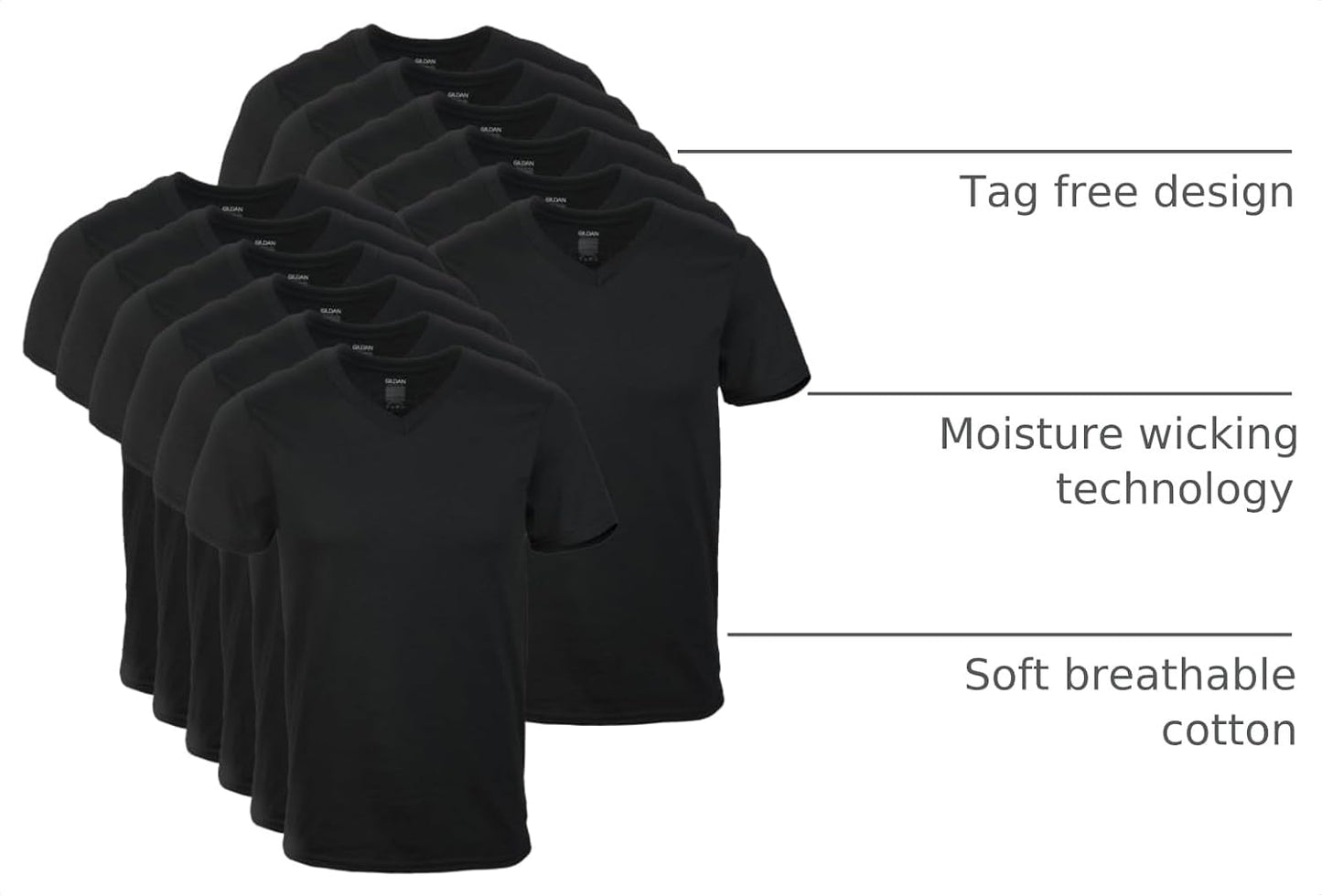 HOTGildan Men's V-Neck T-Shirts, Multipack, Style G1103