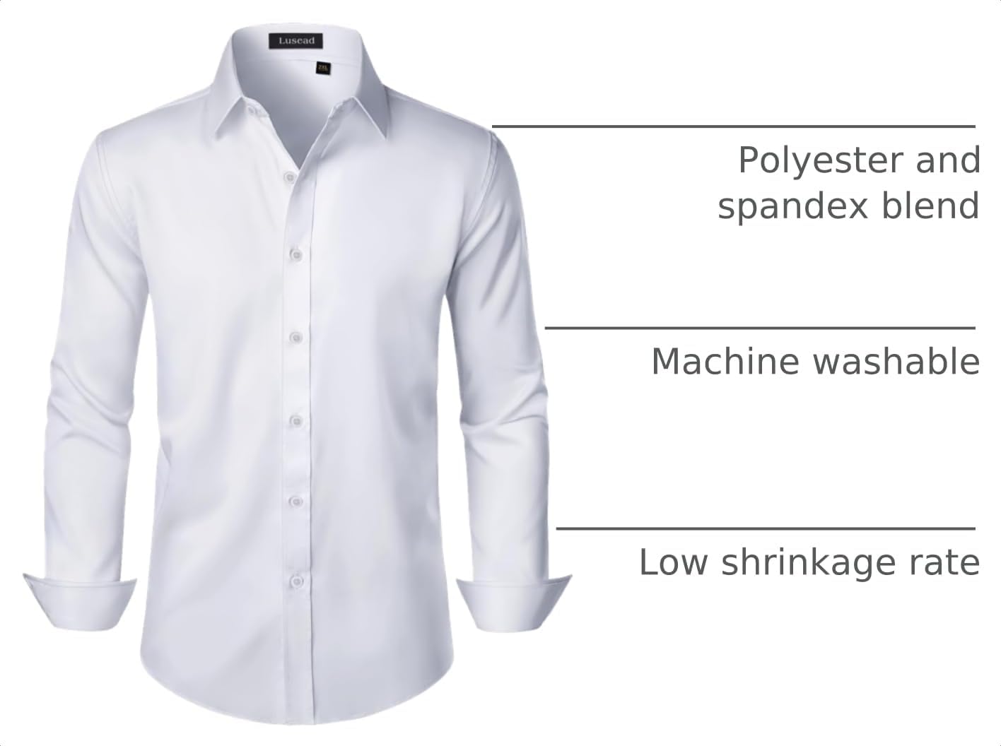 HOTMen's Dress Shirts Long Sleeve Stretch Wrinkle Free Wedding Formal Business Button Down Shirt