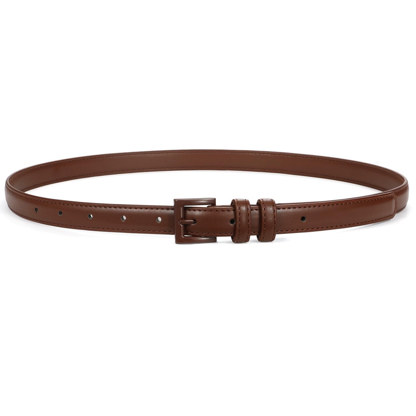 HOTSUOSDEY Women Skinny Belt for Jeans Dresses Candy Color Thin Waist Belt with Square Buckle 0.7" Width