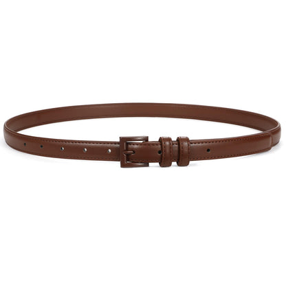 HOTSUOSDEY Women Skinny Belt for Jeans Dresses Candy Color Thin Waist Belt with Square Buckle 0.7" Width