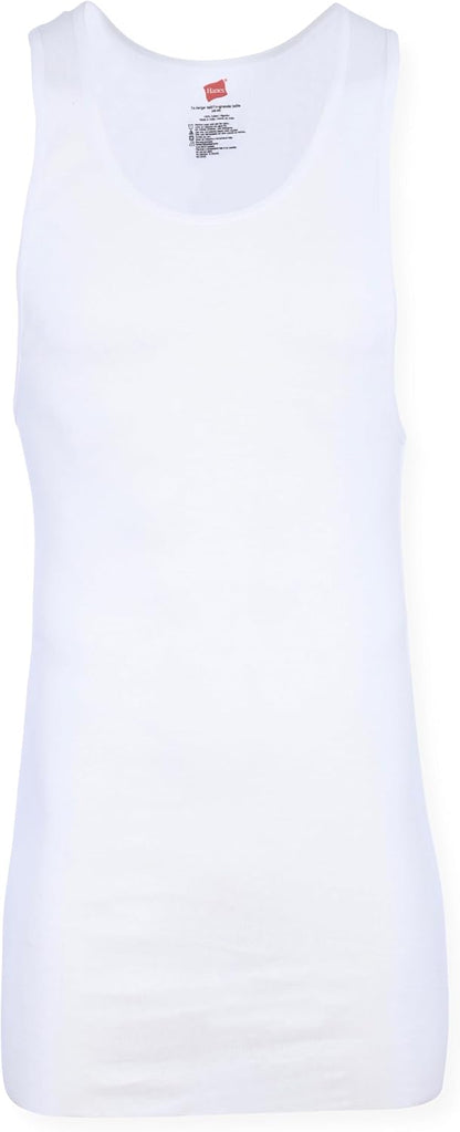 HOTHanes Men’s Tall 100% Cotton Ribbed Tank Tagless Undershirts, Multipack