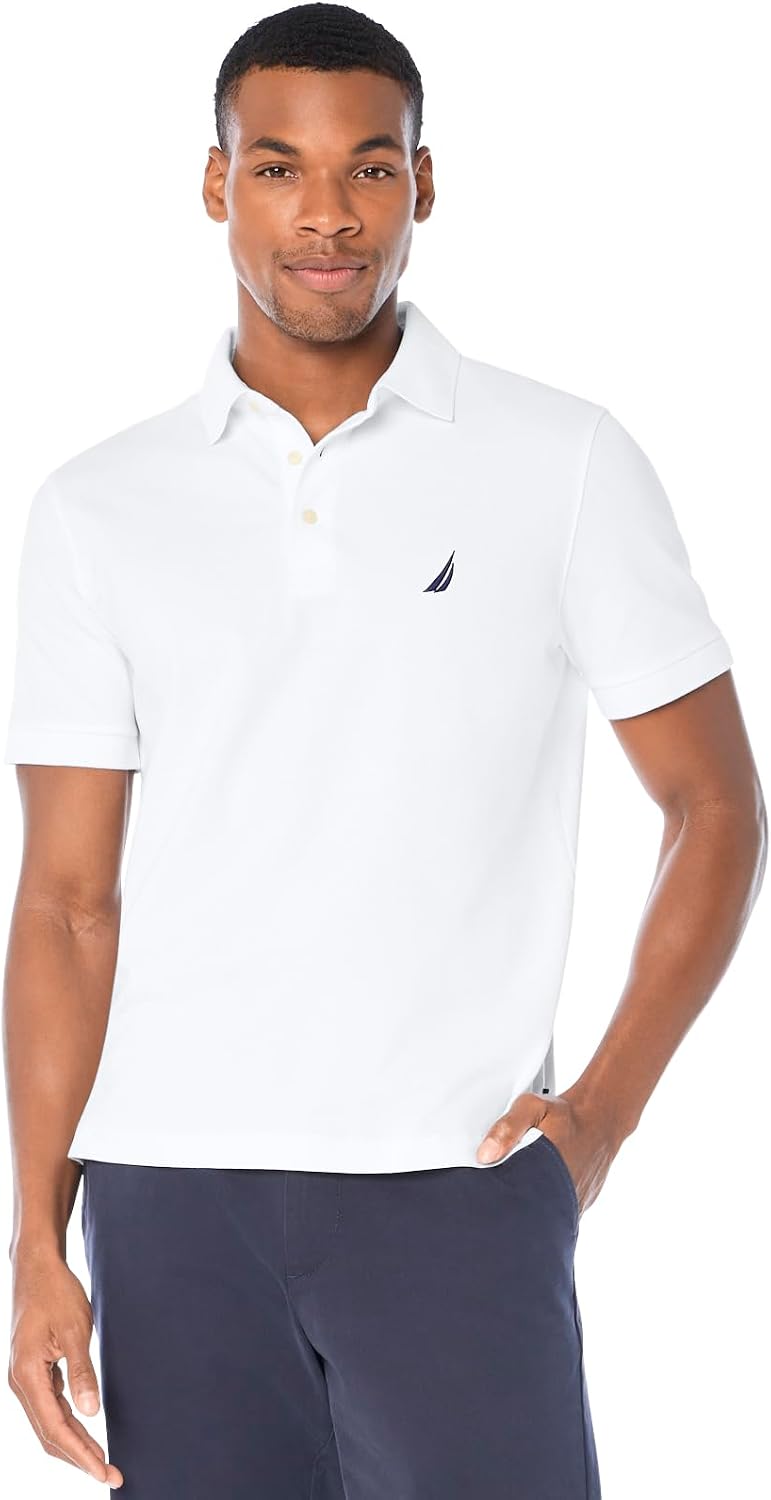 HOTNautica Men's Short Sleeve Solid Stretch Cotton Pique Polo Shirt