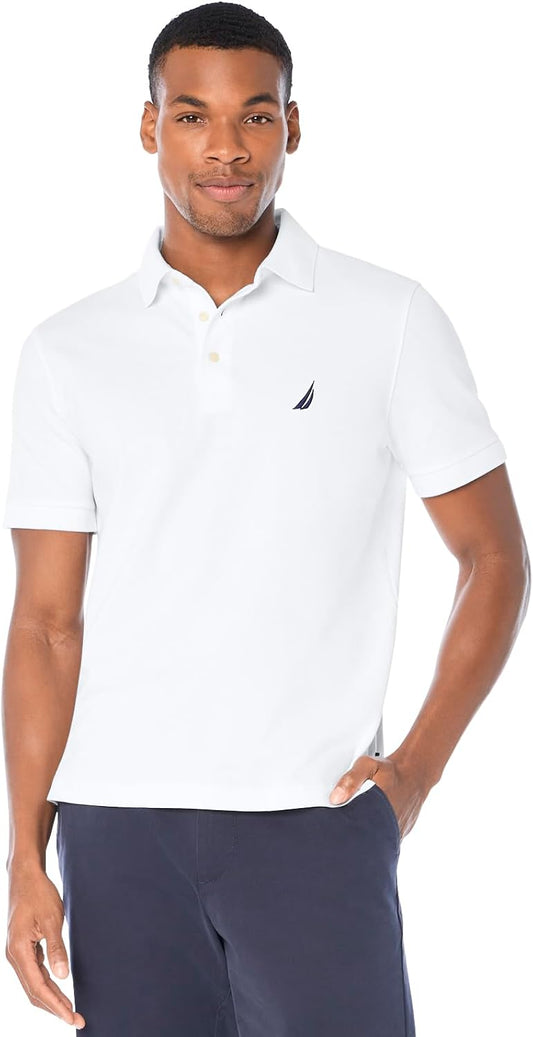 HOTNautica Men's Short Sleeve Solid Stretch Cotton Pique Polo Shirt