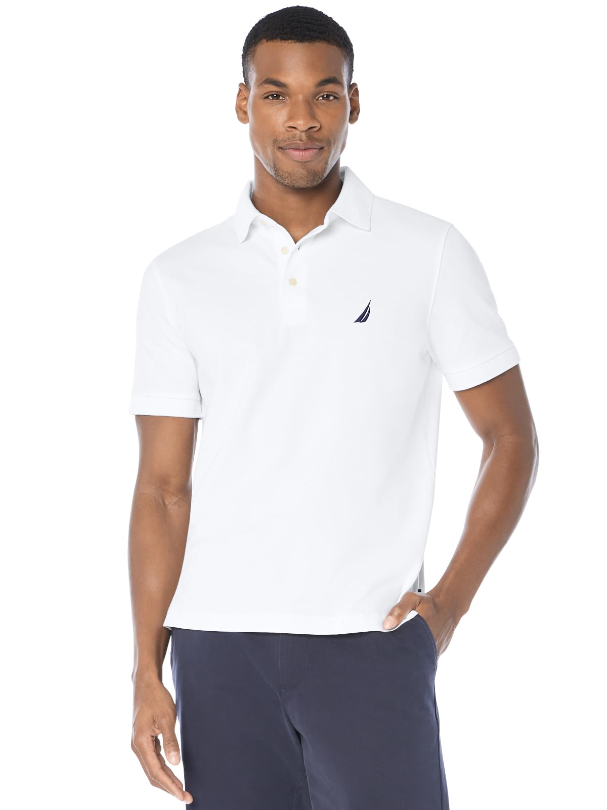 HOTNautica Men's Short Sleeve Solid Stretch Cotton Pique Polo Shirt