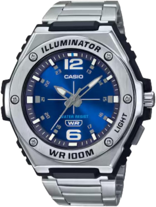 HOTCasio MWA100H Series | Men’s Analog Watch |100M WR | Stainless Steel Bezel | LED Illuminator Backlight with Afterglow | Resin Band | 3 Hands (HR, MIN, SEC) | 3 Year Battery