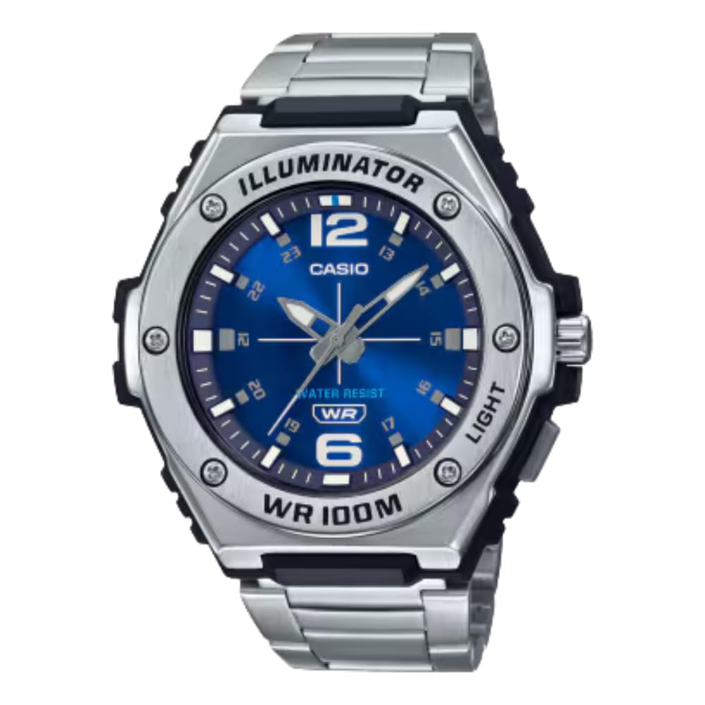 HOTCasio MWA100H Series | Men’s Analog Watch |100M WR | Stainless Steel Bezel | LED Illuminator Backlight with Afterglow | Resin Band | 3 Hands (HR, MIN, SEC) | 3 Year Battery
