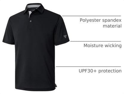 HOTMens Golf Shirt Short and Long Sleeve Moisture Wicking Dry Fit Performance Solid Casual Pique Golf Polo Shirts for Men