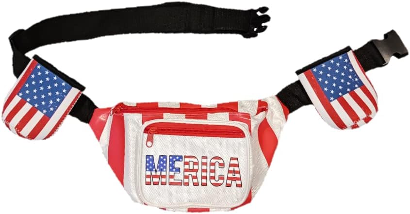 HOTHandinHandCreations USA Merica Beverage Belt Fanny Pack Holster All American Classic Costume 4th of July