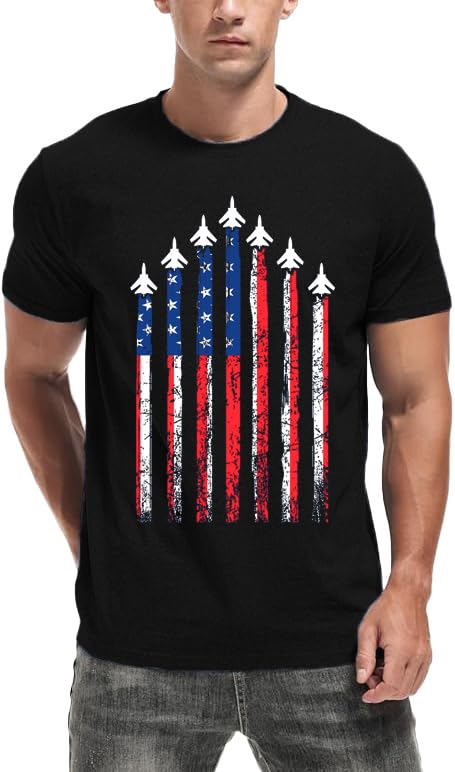 HOTMens Air Force Patriotic Shirts American Flag T-Shirt 4th of July Short Sleeve USA Memorial Day Tee Tops