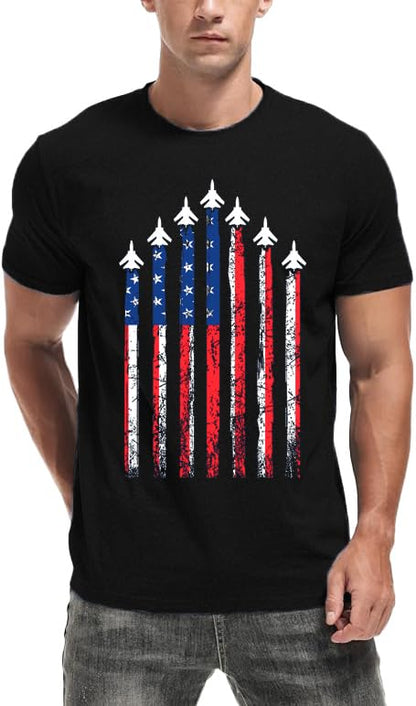 HOTMens Air Force Patriotic Shirts American Flag T-Shirt 4th of July Short Sleeve USA Memorial Day Tee Tops