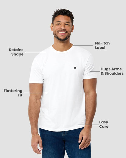 HOTMens T Shirts Soft Cotton Crew Neck Athletic Fit Casual Tees S-4XL | Soft cotton blend casual tee shirts with 4-way stretch - tag-free athletic fit for gym, work & casual wear. A go-to gift.
