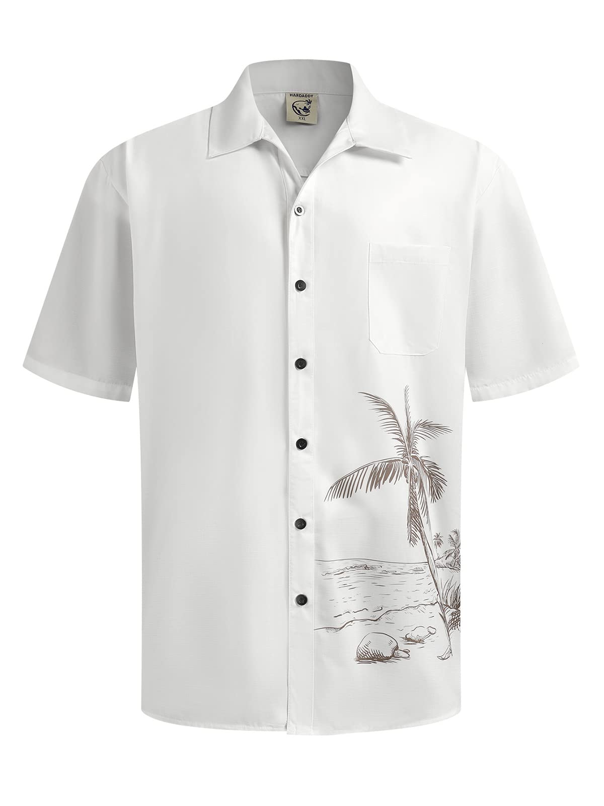 HOTHardaddy Men's Hawaiian Shirt Short Sleeves Coconut Printed Button Down Summer Beach Casual Shirts