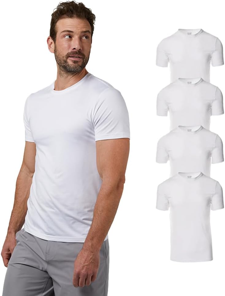 HOT32 Degrees Men's 4 Pack Cool Classic Crewneck T-Shirt, Anti-Odor, Quick Drying, 4-Way Stretch