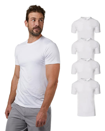 HOT32 Degrees Men's 4 Pack Cool Classic Crewneck T-Shirt, Anti-Odor, Quick Drying, 4-Way Stretch