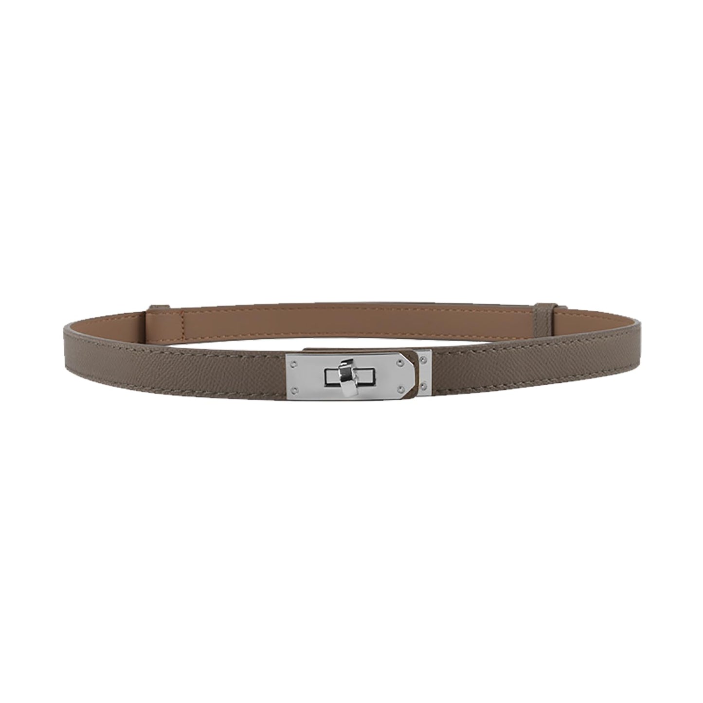 HOTANHAISHUILV Women's Skinny Leather Belt with Adjustable Golden Turn-Lock Buckle - Ideal for Dresses, Jeans, and Coats
