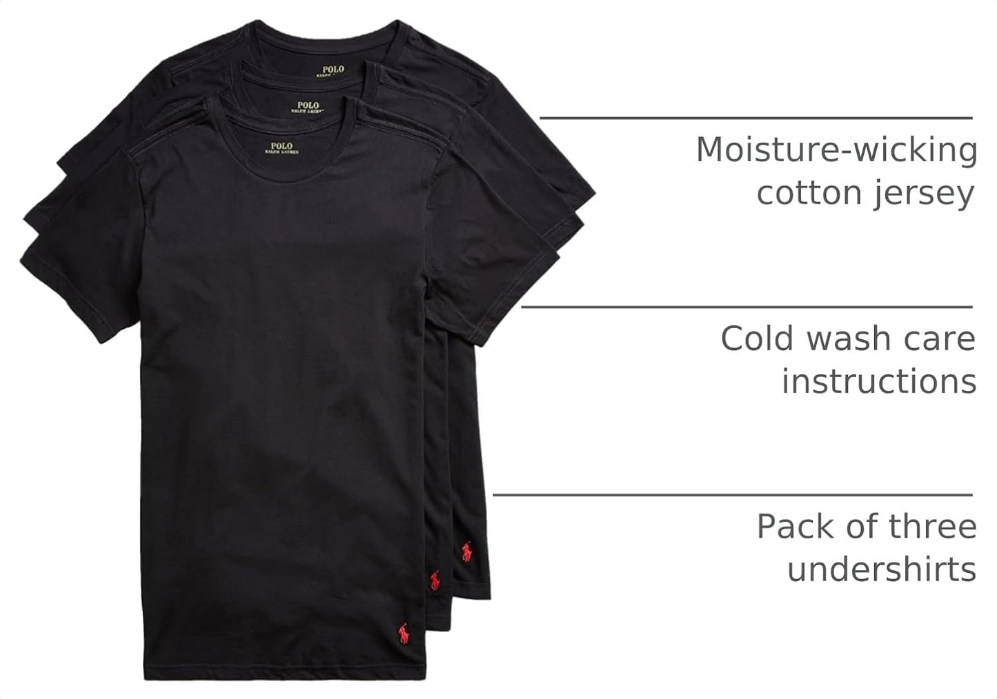 HOTPolo Ralph Lauren Underwear Men's Slim Fit Cotton Crew Tee 3 Pack