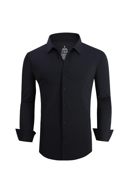 HOTSAMERM Mens Dress Shirt Stretch Wrinkle Free Casual Button Down Shirts | 4-Way Stretch & Moisture Wicking Performance Shirt for Business, Wedding, Work, Church, Easy Care Lightweight & Breathable
