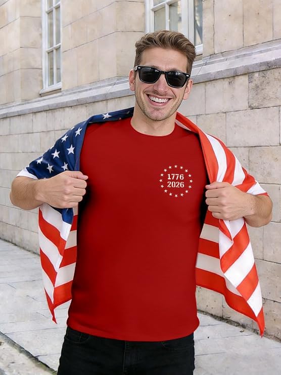 HOT250th Anniversary Shirts for Men 4th of July Shirt America Flag Patriotic Graphic Independence Day Casual Tops