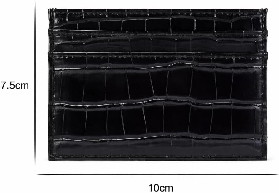 HOTCrocodile Print Slim Cardholder, Women's Wallet, Leather Texture Card Holder (black)