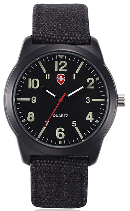 HOTGosasa Unisex Military Analog Field Watch with Nylon Strap, Luminous Easy Read Dial, Sport Tactical Casual Quartz Wristwatch, Daily Water Resistant