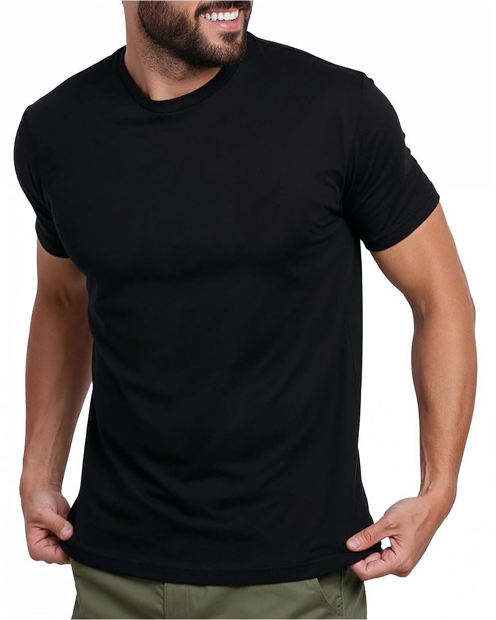 HOTMens T Shirts Soft Cotton Crew Neck Athletic Fit Casual Tees S-4XL | Soft cotton blend casual tee shirts with 4-way stretch - tag-free athletic fit for gym, work & casual wear. A go-to gift.