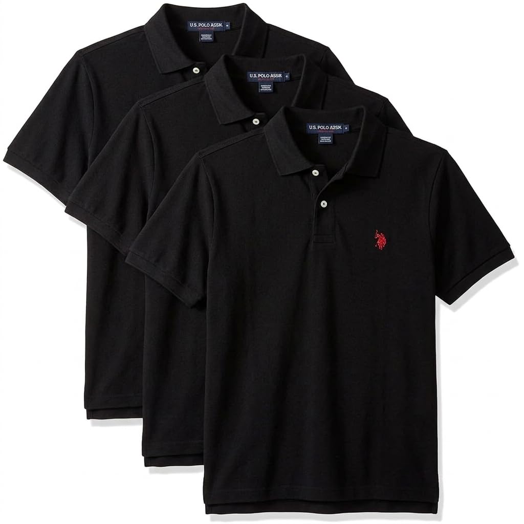 HOTU.S. Polo Assn. Men's Classic Polo Shirt, Two-Button Closure Pique Polo Shirt, Summer Fashion Golf Shirt | Two-Button Closure Pique Polo Shirt, Summer Fashion Golf Shirt