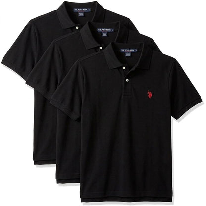 HOTU.S. Polo Assn. Men's Classic Polo Shirt, Two-Button Closure Pique Polo Shirt, Summer Fashion Golf Shirt | Two-Button Closure Pique Polo Shirt, Summer Fashion Golf Shirt