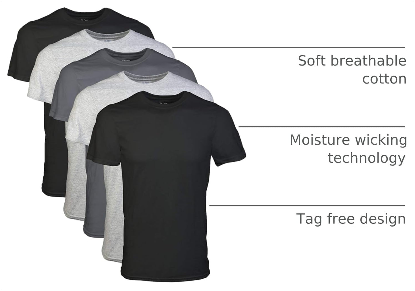 HOTGildan Men's Crew T-Shirts, Multipack, Style G1100