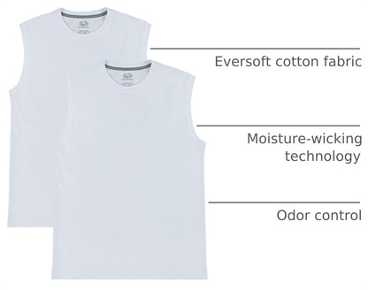HOTFruit of the Loom Men's Eversoft Cotton Sleeveless T Shirts, Breathable & Moisture Wicking with Odor Control, Sizes S-4X