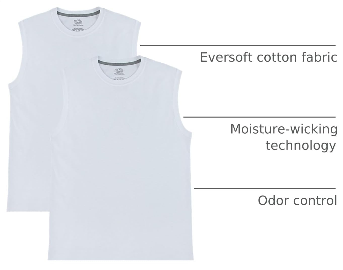 HOTFruit of the Loom Men's Eversoft Cotton Sleeveless T Shirts, Breathable & Moisture Wicking with Odor Control, Sizes S-4X
