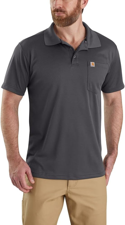 HOTCarhartt Men's Force Relaxed Fit Lightweight Short-Sleeve Pocket Polo